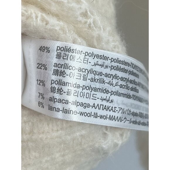 Zara Open Knit Button Cardigan Cream Alpaca Sz Small - Picture 6 of 7